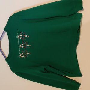 Green Christmas Candy Cane Sweatshirt Size L